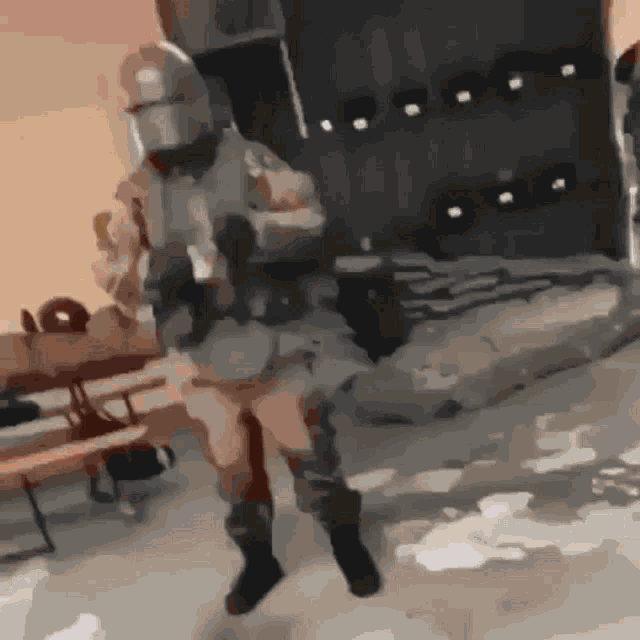 a blurry drawing of a man in a helmet