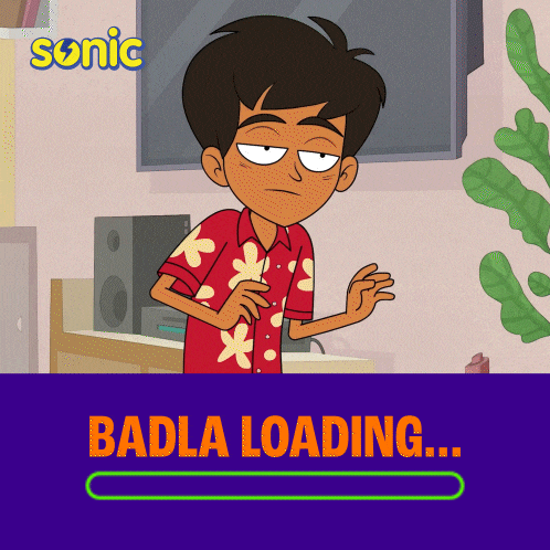 a cartoon of a boy with the word badla loading underneath him