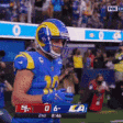 a football player wearing a helmet and gloves stands on the field .