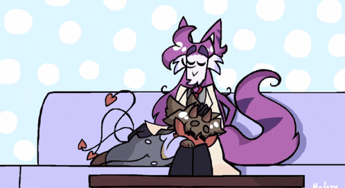 a cartoon drawing of a cat and a devil with the letters n and l on the bottom