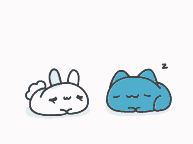 a cartoon drawing of a cat and a rabbit with chinese writing