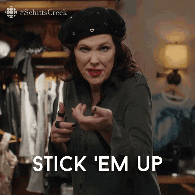 Stick Em Up This Is A Hold Up GIF - Stick Em Up This Is A Hold Up Catherine Ohara GIFs