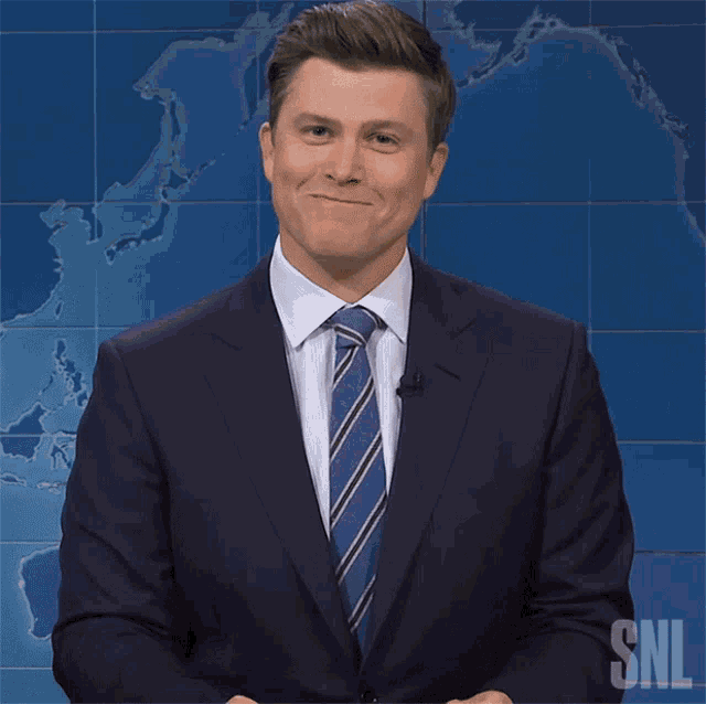 Holding In Laughter Colin Jost GIF - Holding In Laughter Colin Jost Saturday Night Live GIFs