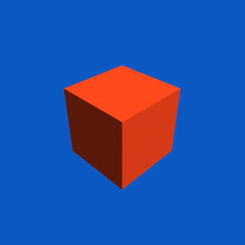 a red and green cube against a blue background