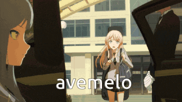 a cartoon of a girl with the word avemelo written on the bottom