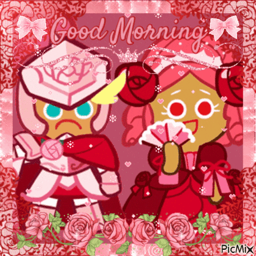 a cookie run greeting card with a knight and a princess