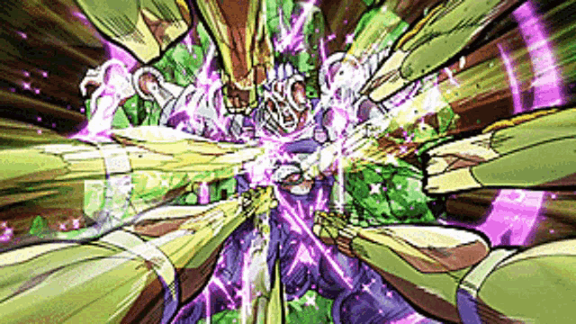 a cartoon of a person being attacked by a bunch of purple and green hands .