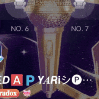 a gold microphone with the number 6 and 7 written on it