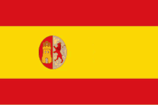 a spanish flag with a coat of arms on it