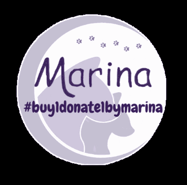 a purple circle with the words marina #buyldonatelbymarina on it