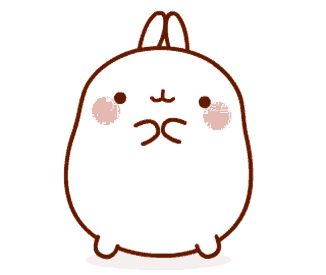 a cartoon drawing of a rabbit with a heart on its chest