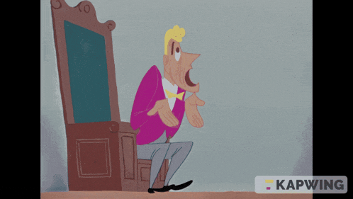a cartoon of a man sitting in a chair with the word kapwing on the bottom