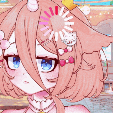 a cartoon girl with a crown on her head and a hamster in her hair