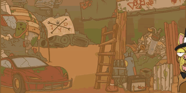 a wooden sign that says junkyard dogs in red