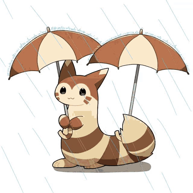 Furret Umbrellas GIF - Furret Umbrellas Rainy Morning GIFs