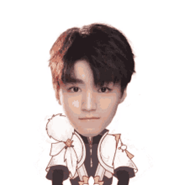 a cartoon drawing of a young man with chinese writing around his head