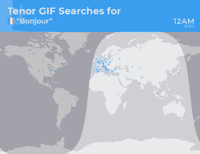 a map of the world with the words " tenor gif searches for " on the top