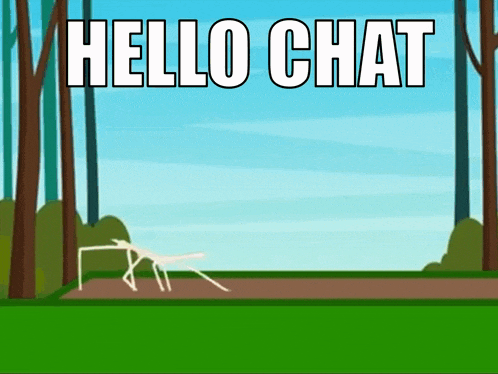 a cartoon of a stick figure with the words hello chat