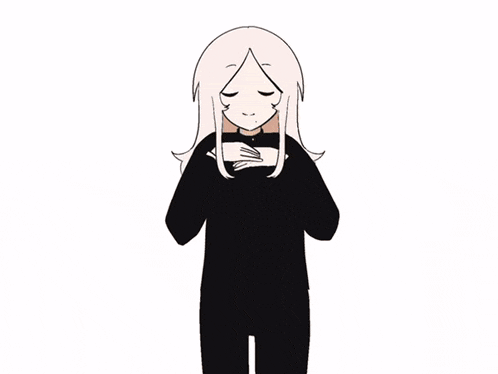 a cartoon drawing of a girl with her eyes closed surrounded by colorful circles