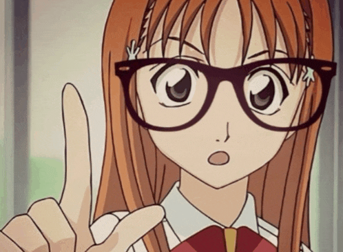 a cartoon girl wearing glasses and a bow tie