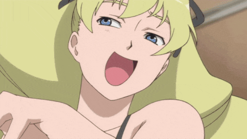 a girl with blonde hair and blue eyes is making a funny face with her hands