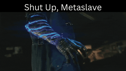 a poster that says shut up metaslave with a picture of a bird