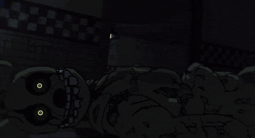 a black and white drawing of a robot laying on the floor in a dark room .