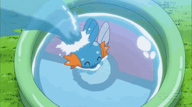 a cartoon character is swimming in a small pool
