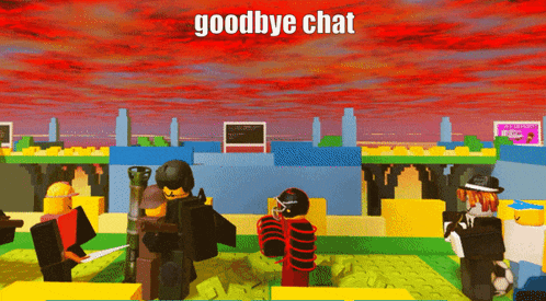 a screenshot of a video game with the words goodbye chat