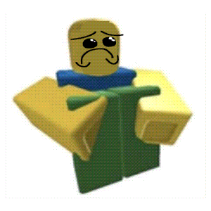 a yellow and green roblox character with a crying face is holding a gun .