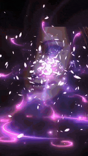 a woman 's face is surrounded by purple and pink lights