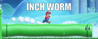a video game with mario and the words inch worm on the bottom