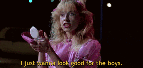a woman in a pink dress says i just wanna look good for the boys