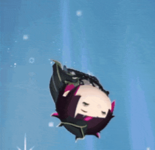 a cartoon character is floating in the air while another character is standing next to him .