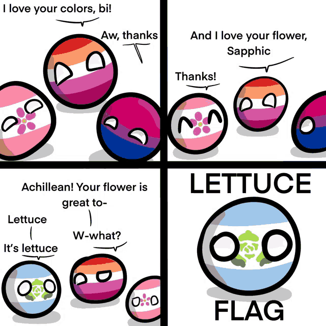 a bunch of balls are talking about lettuce flag