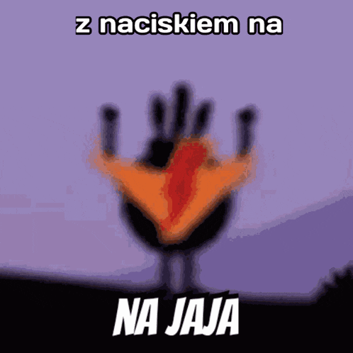 a picture of a cartoon character with the words z naciskiem na na jaja
