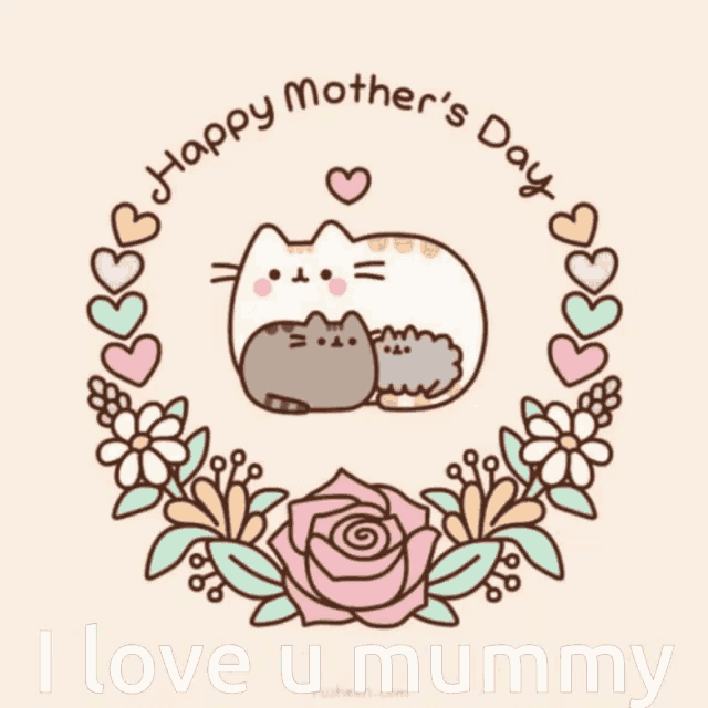 a happy mother 's day greeting card with a cat holding a kitten