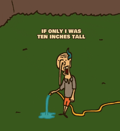 a cartoon of a man holding a hose with the words " the ten inch housing market is " below him