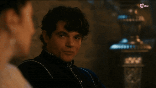 a man talking to a woman with the words " was that a withering look "