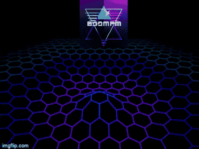 a logo for boomfm is displayed on a purple background