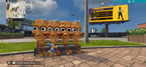 a screenshot of a video game shows a billboard with the number 22