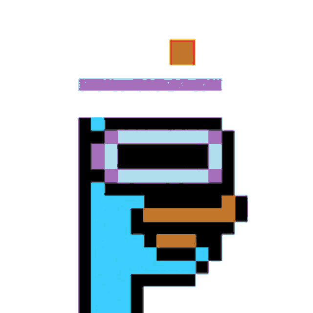 a pixel art of a clown wearing glasses and a red hat