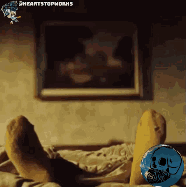 a picture of a person laying on a bed with the words " heartstopworks " on the bottom