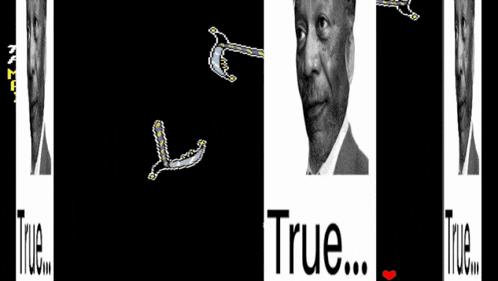 a black and white photo of a man with the word true on the bottom