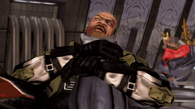 a man in a video game has a crown on his head