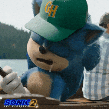 sonic the hedgehog wearing a green gh hat
