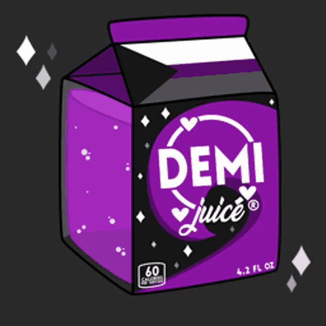 a carton of demi juice with a triangle on the label