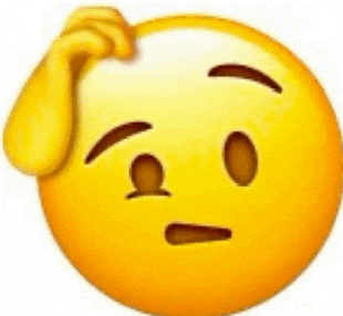 a yellow smiley face with a hand on its forehead .