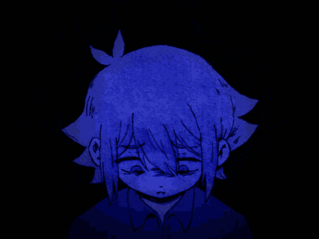 a drawing of a girl with blue hair and a very angry look on her face