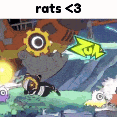 a picture of a cartoon character with the words rats < 3 on the bottom